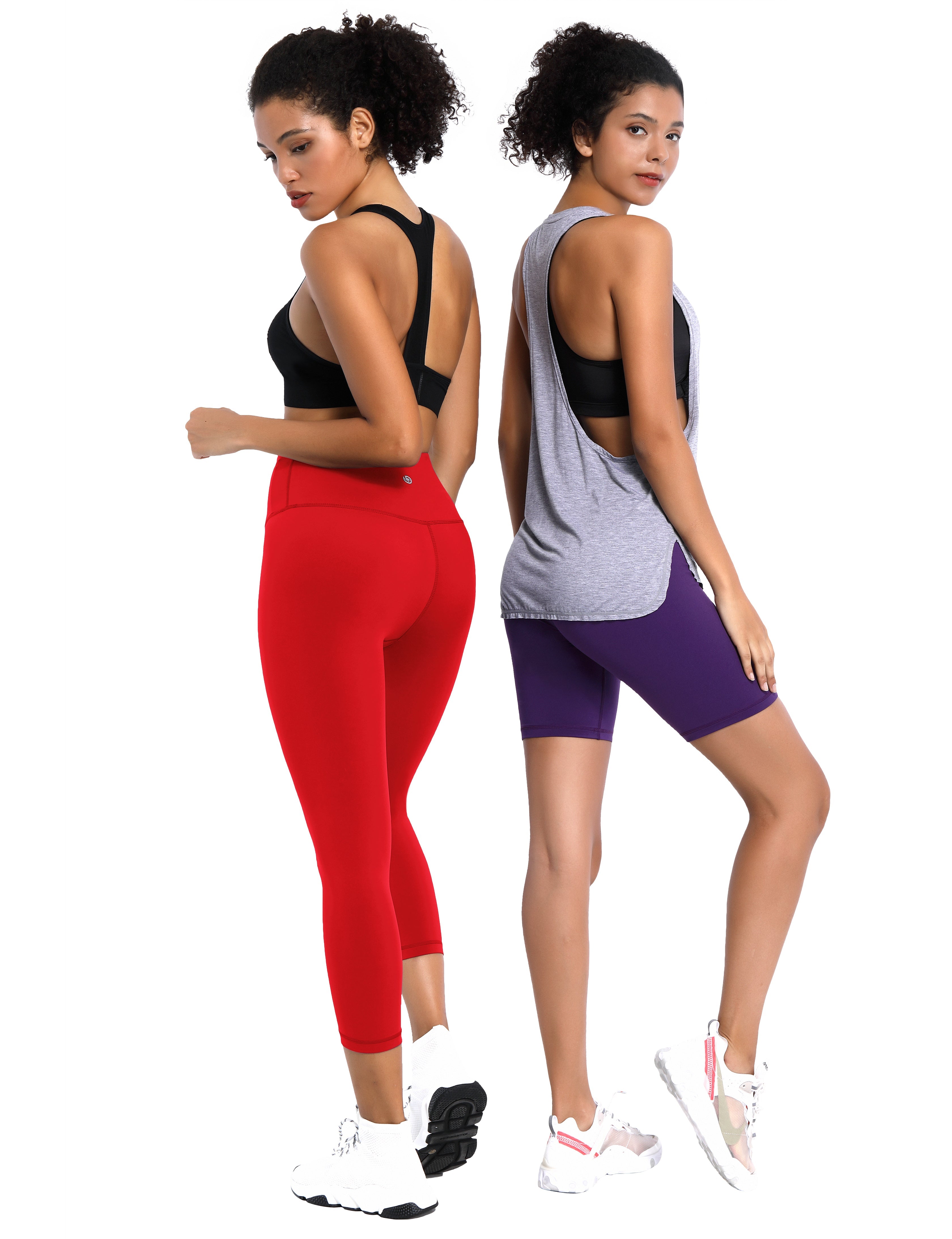 19" High Waist Crop Tight Capris scarlet_Gym