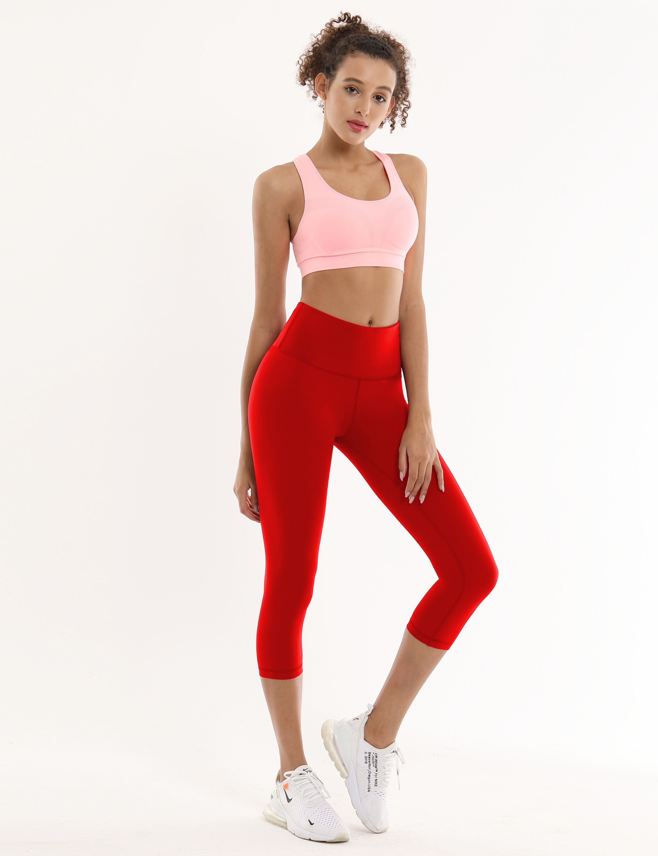 19" High Waist Crop Tight Capris scarlet_Gym