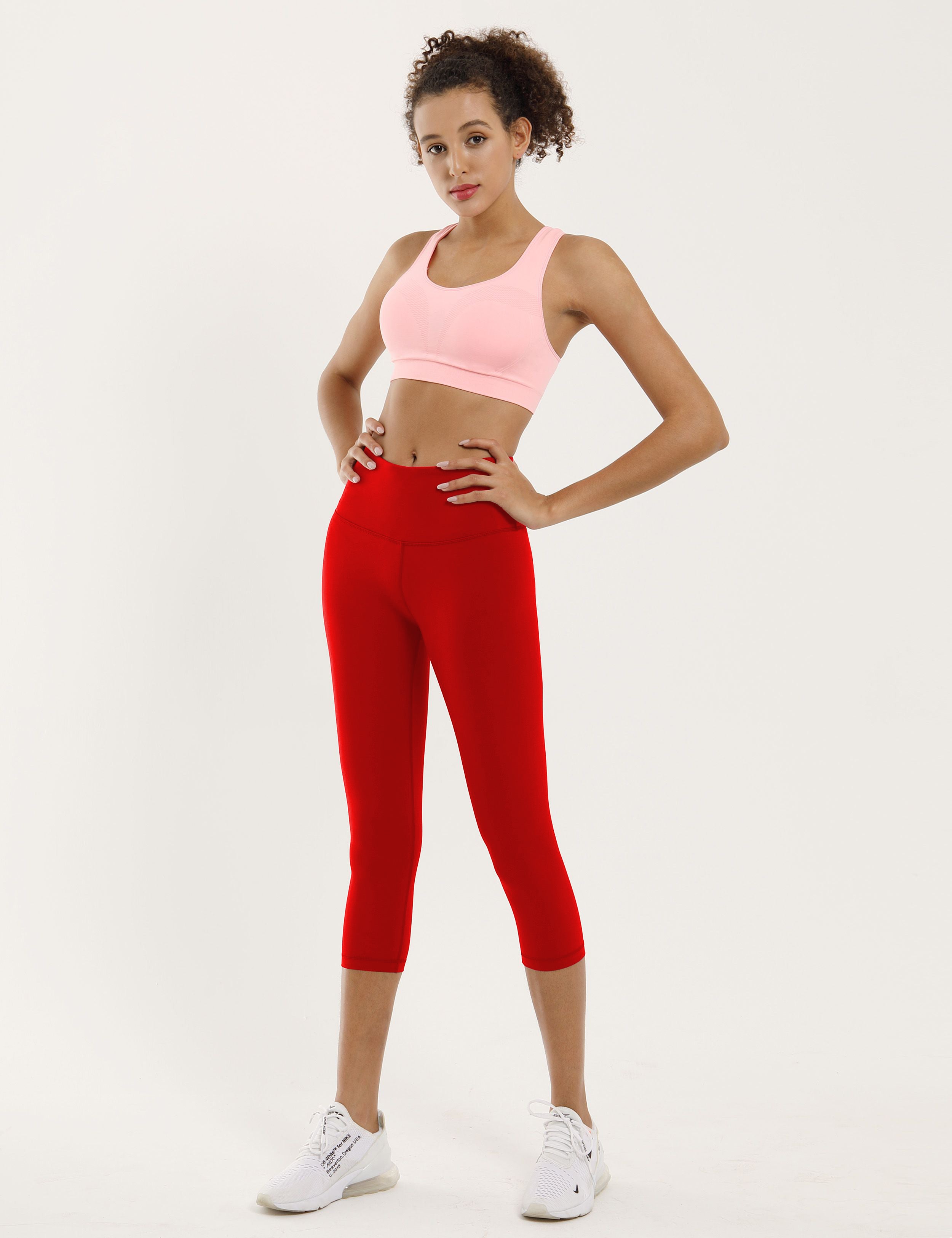 19" High Waist Crop Tight Capris scarlet_Gym