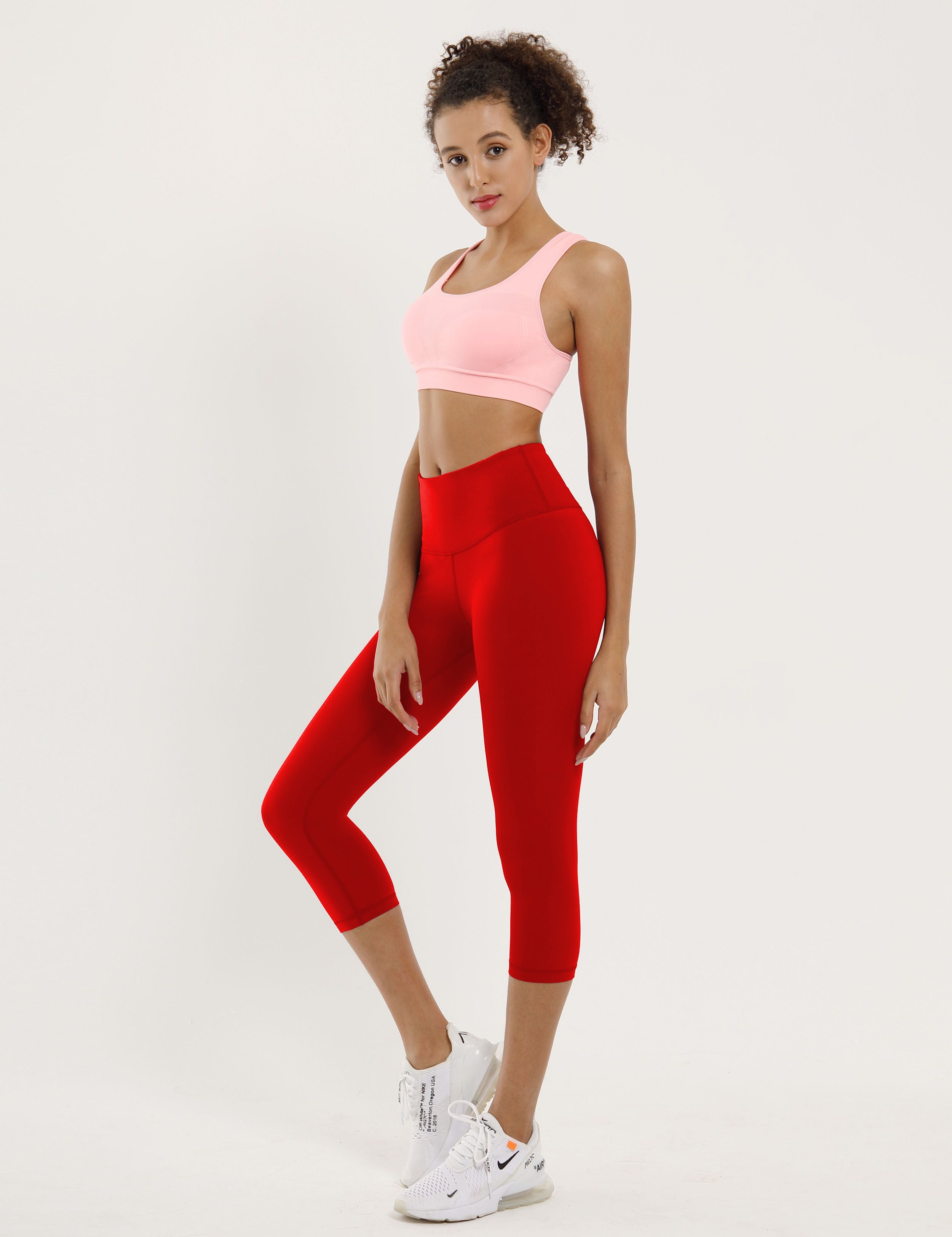19" High Waist Crop Tight Capris scarlet_Gym