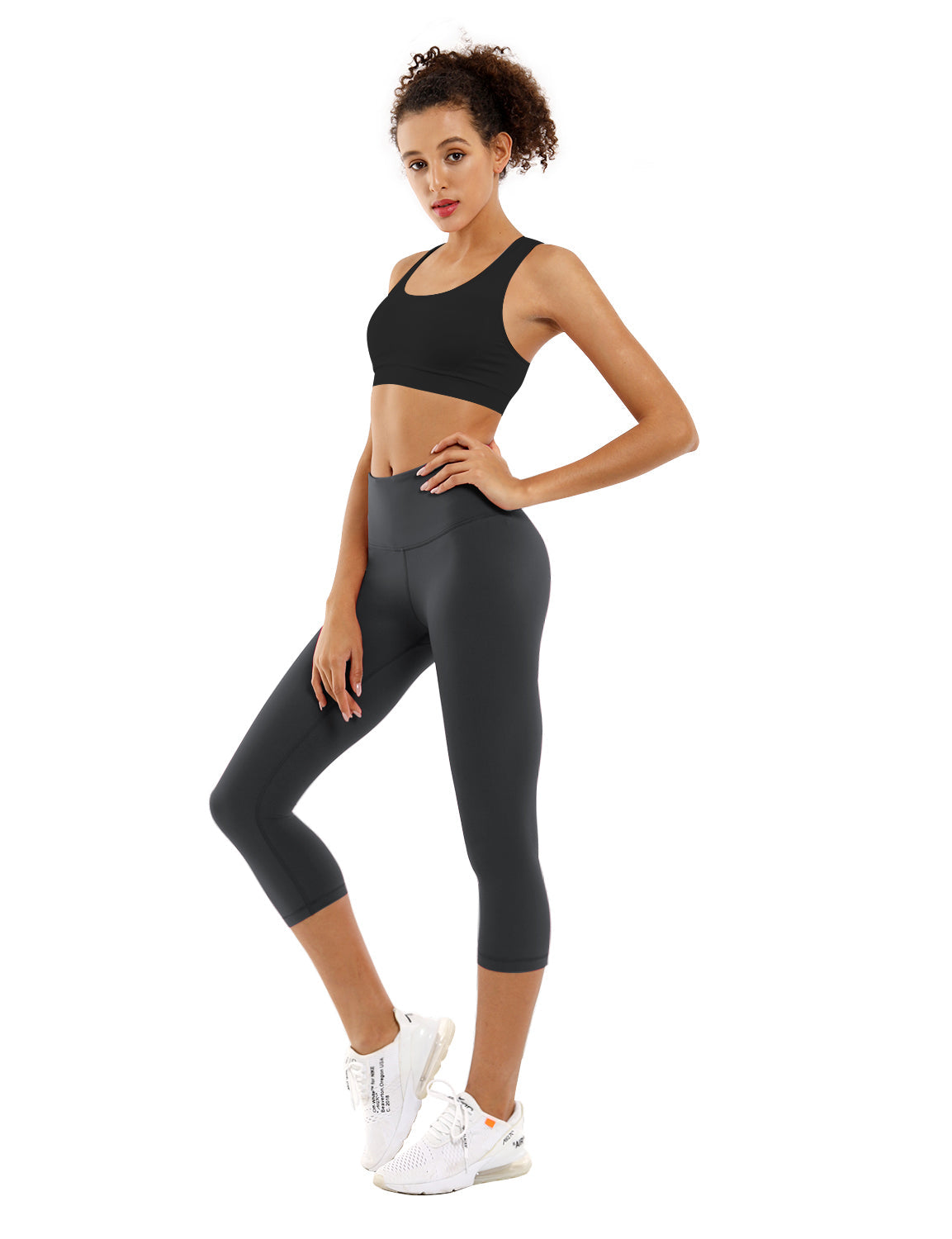 19" High Waist Crop Tight Capris shadowcharcoal_Biking