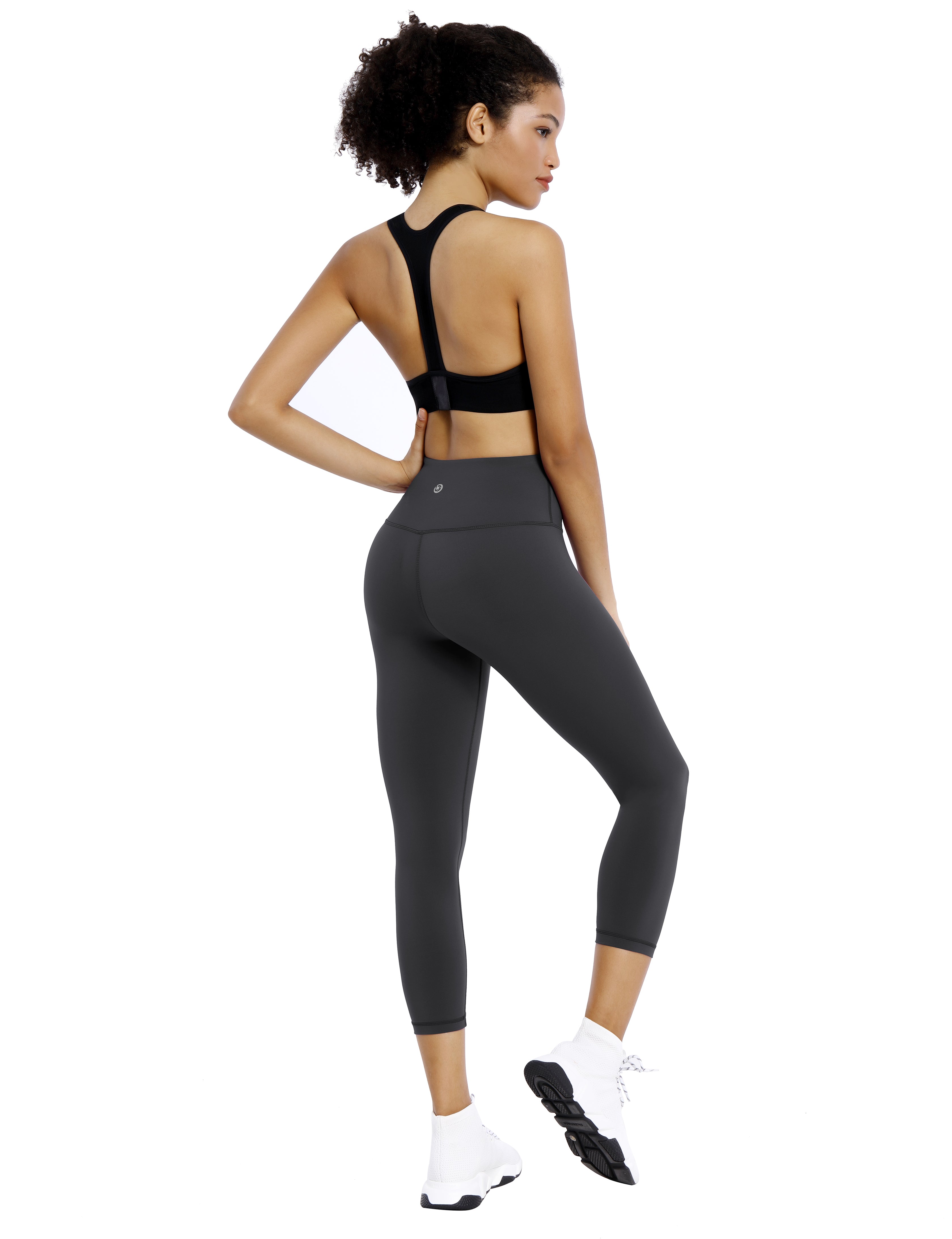 19" High Waist Crop Tight Capris shadowcharcoal_Biking