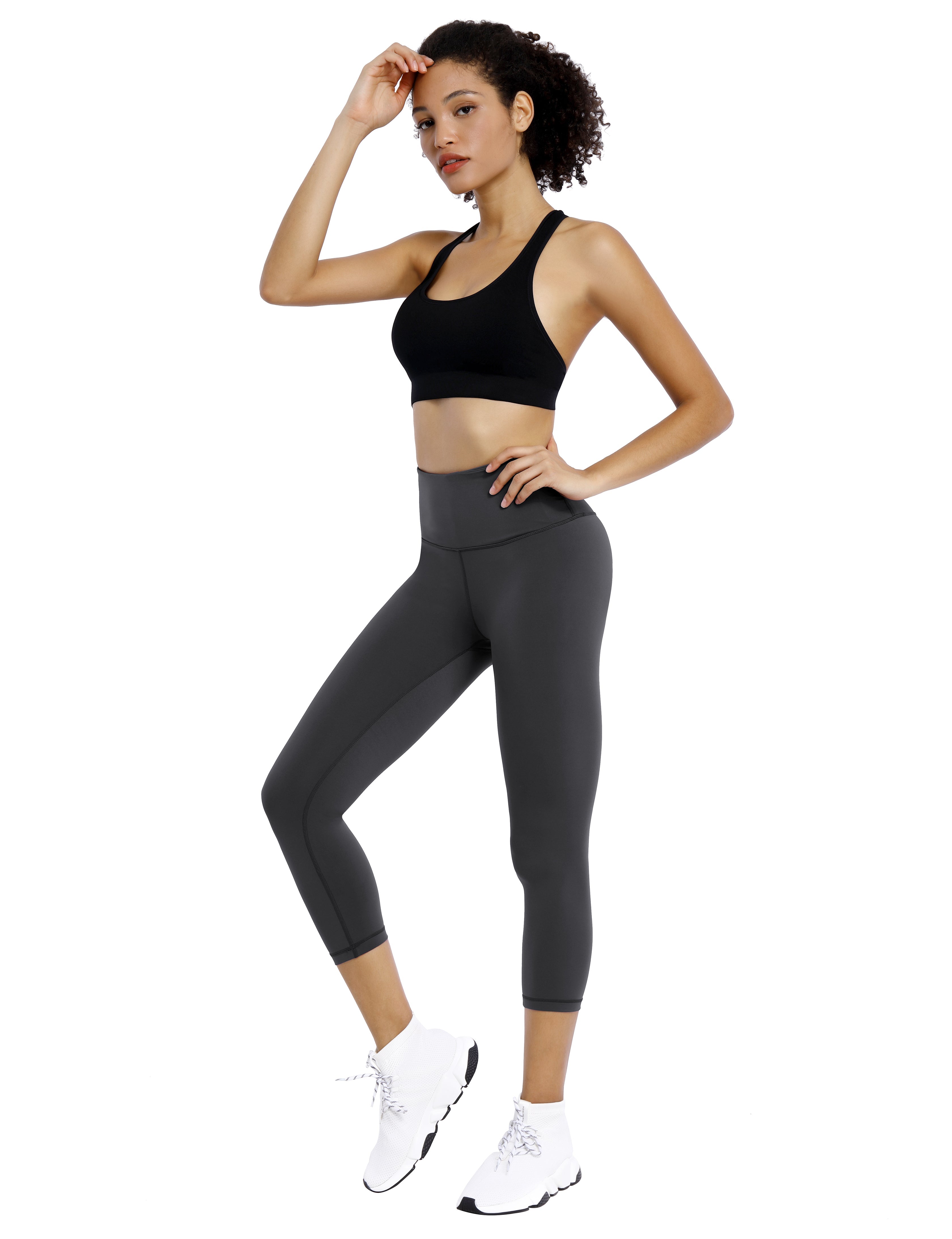 19" High Waist Crop Tight Capris shadowcharcoal_Biking