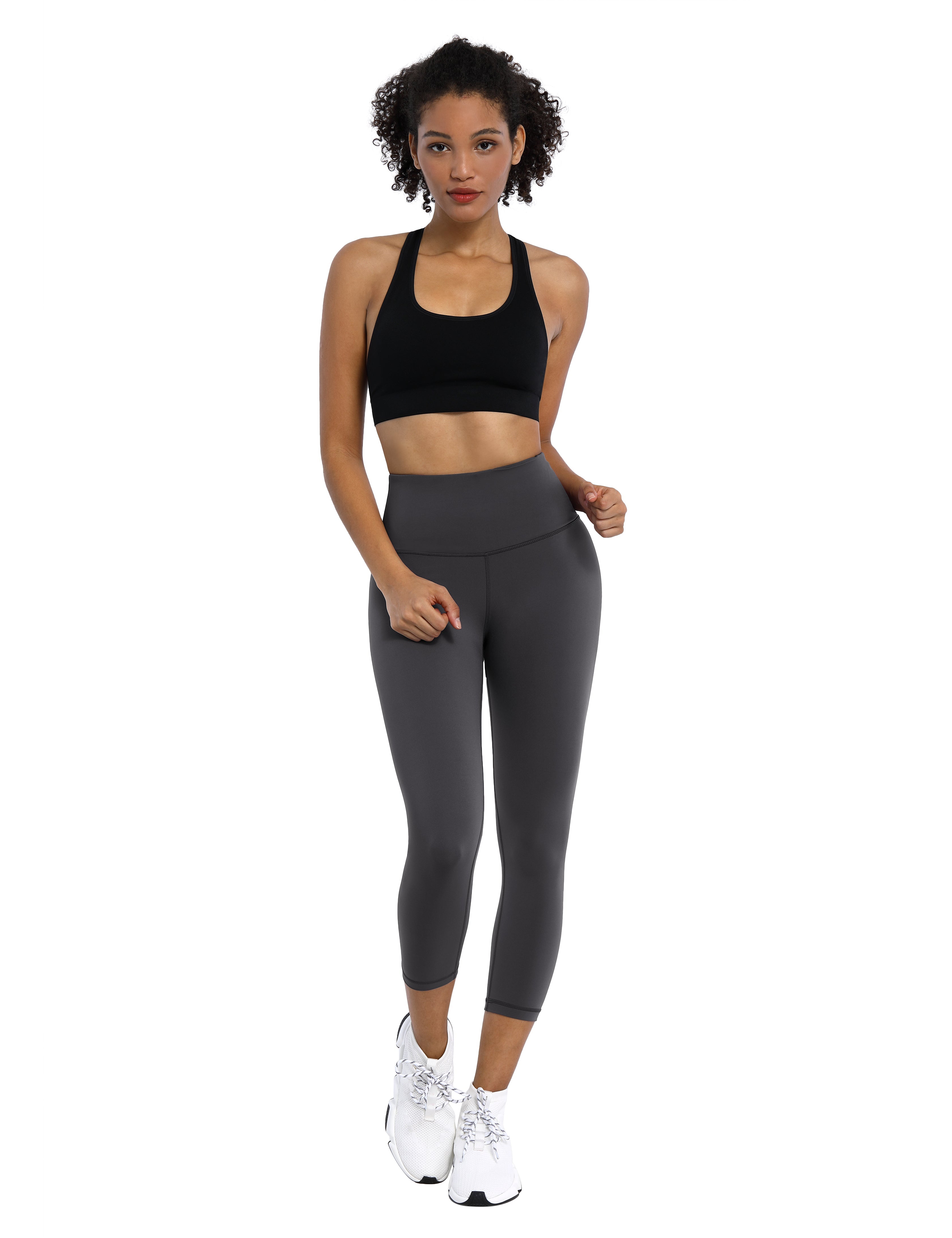19" High Waist Crop Tight Capris shadowcharcoal_Biking