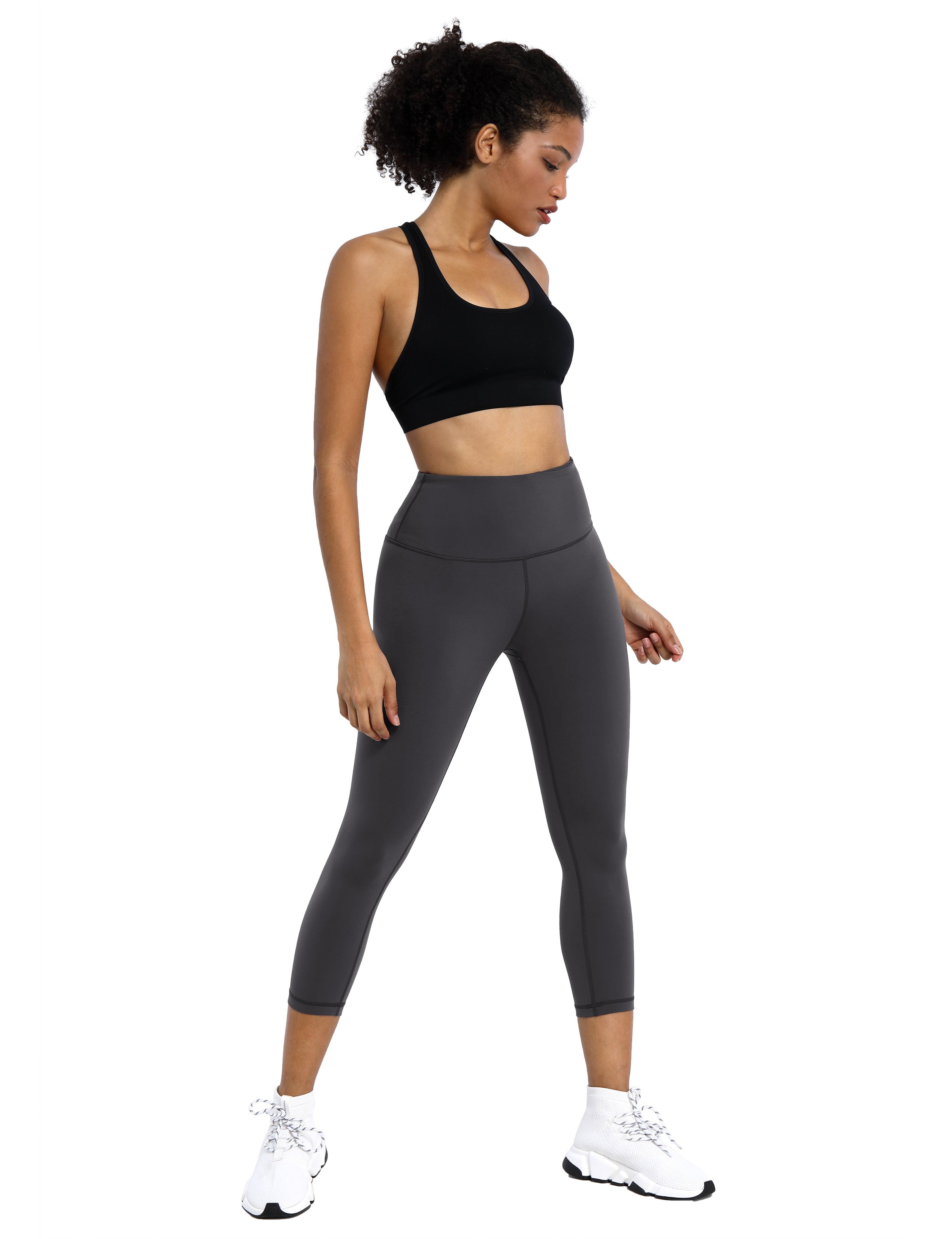 19" High Waist Crop Tight Capris shadowcharcoal_Biking