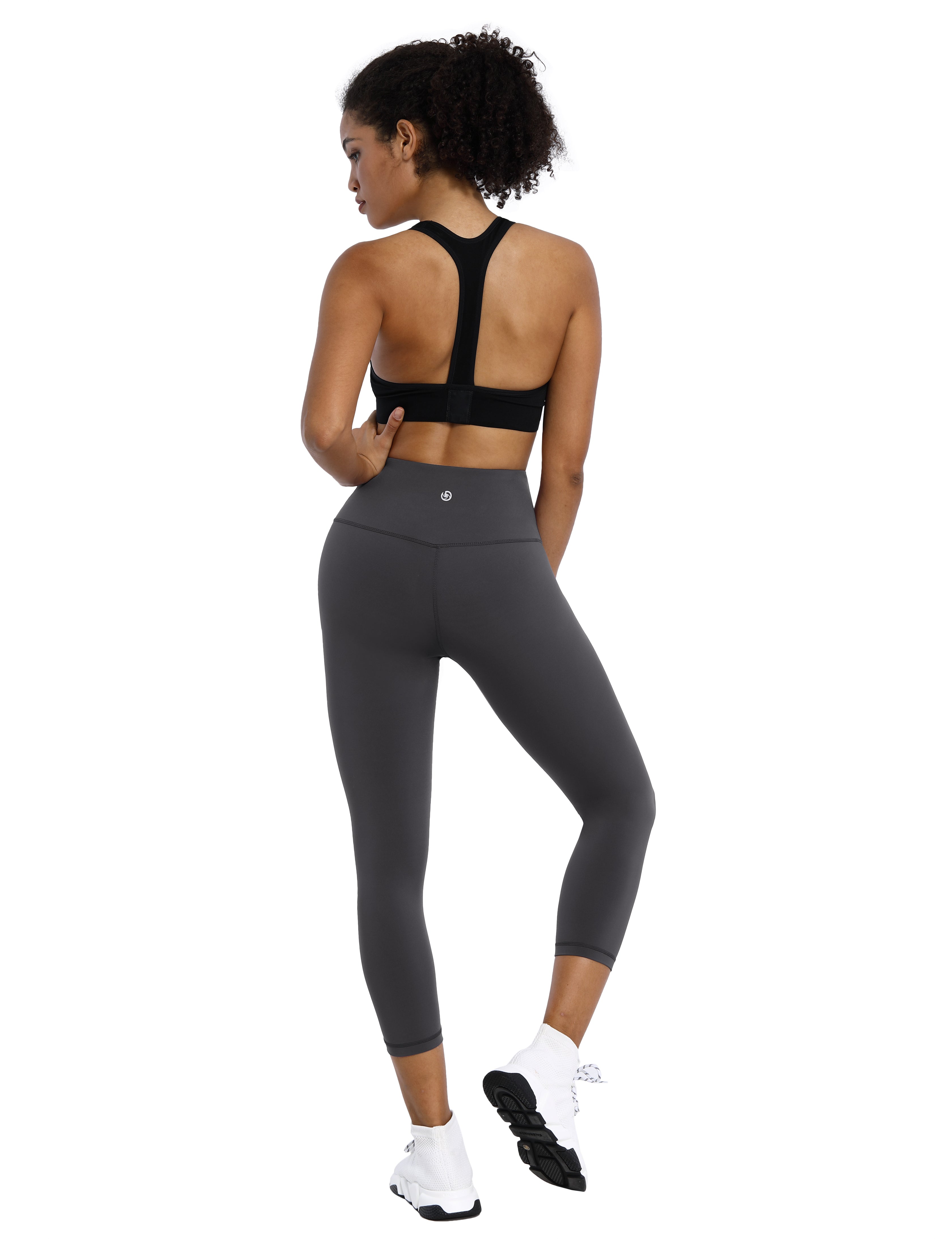 19" High Waist Crop Tight Capris shadowcharcoal_Biking
