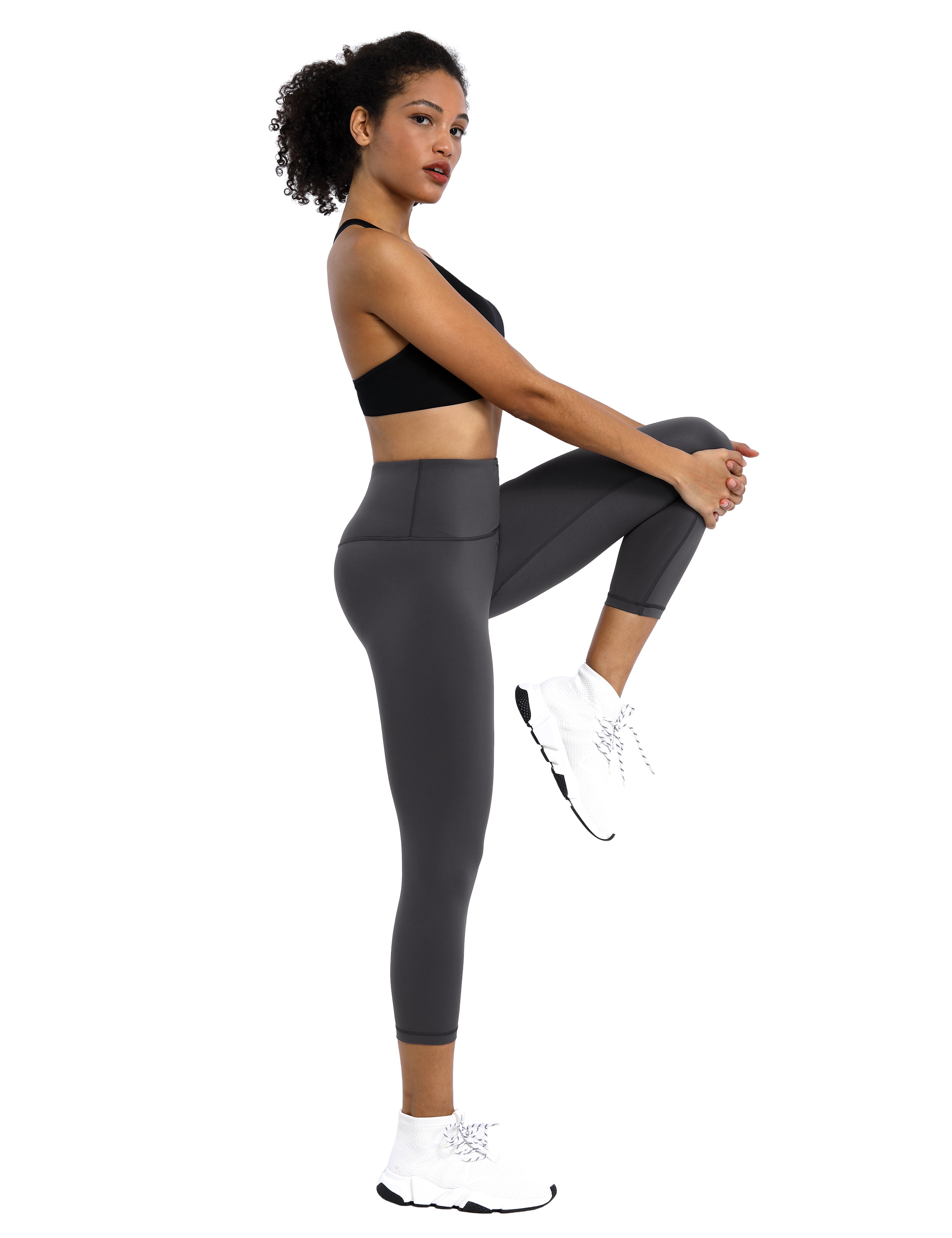 19" High Waist Crop Tight Capris shadowcharcoal_Biking