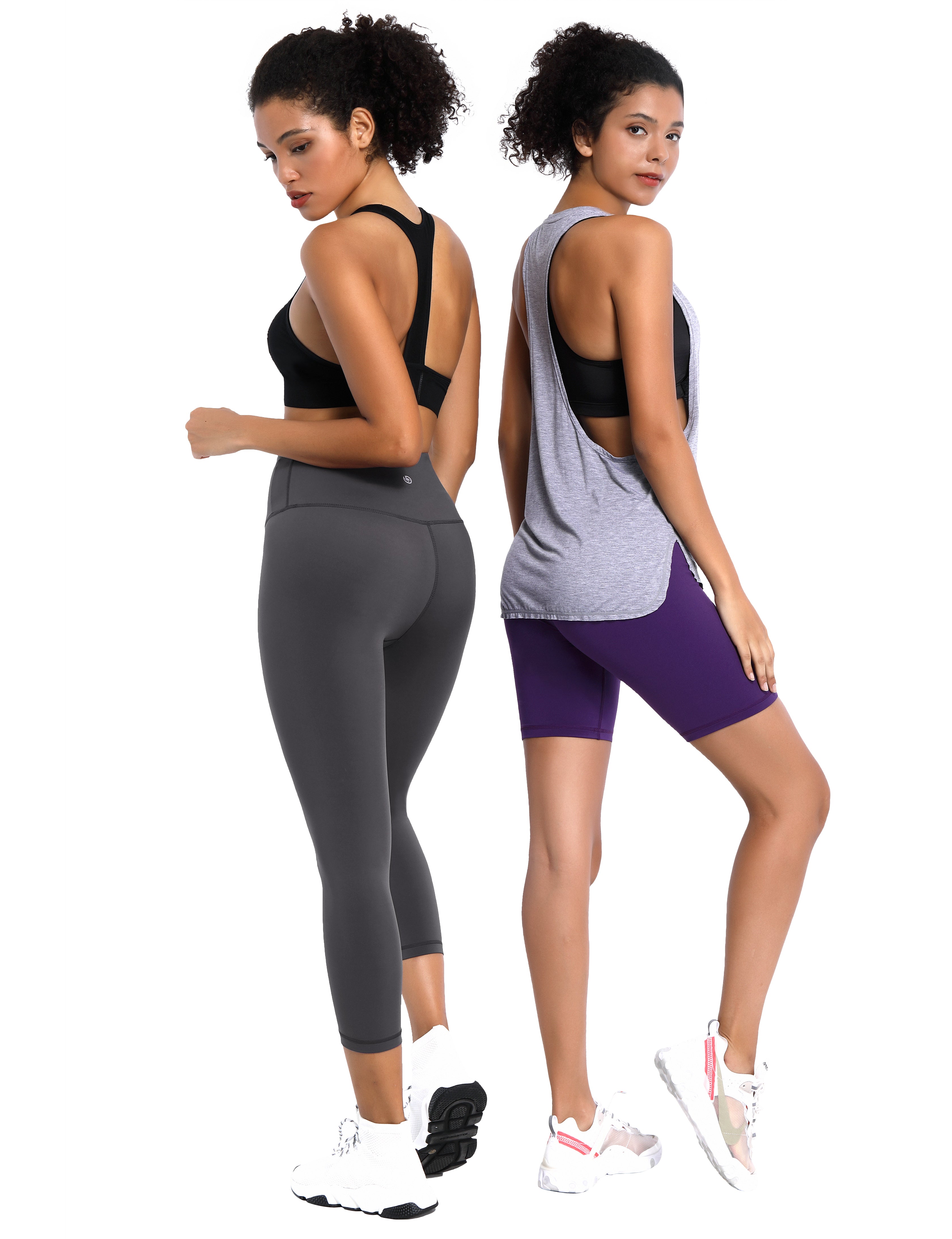 19" High Waist Crop Tight Capris shadowcharcoal_Biking