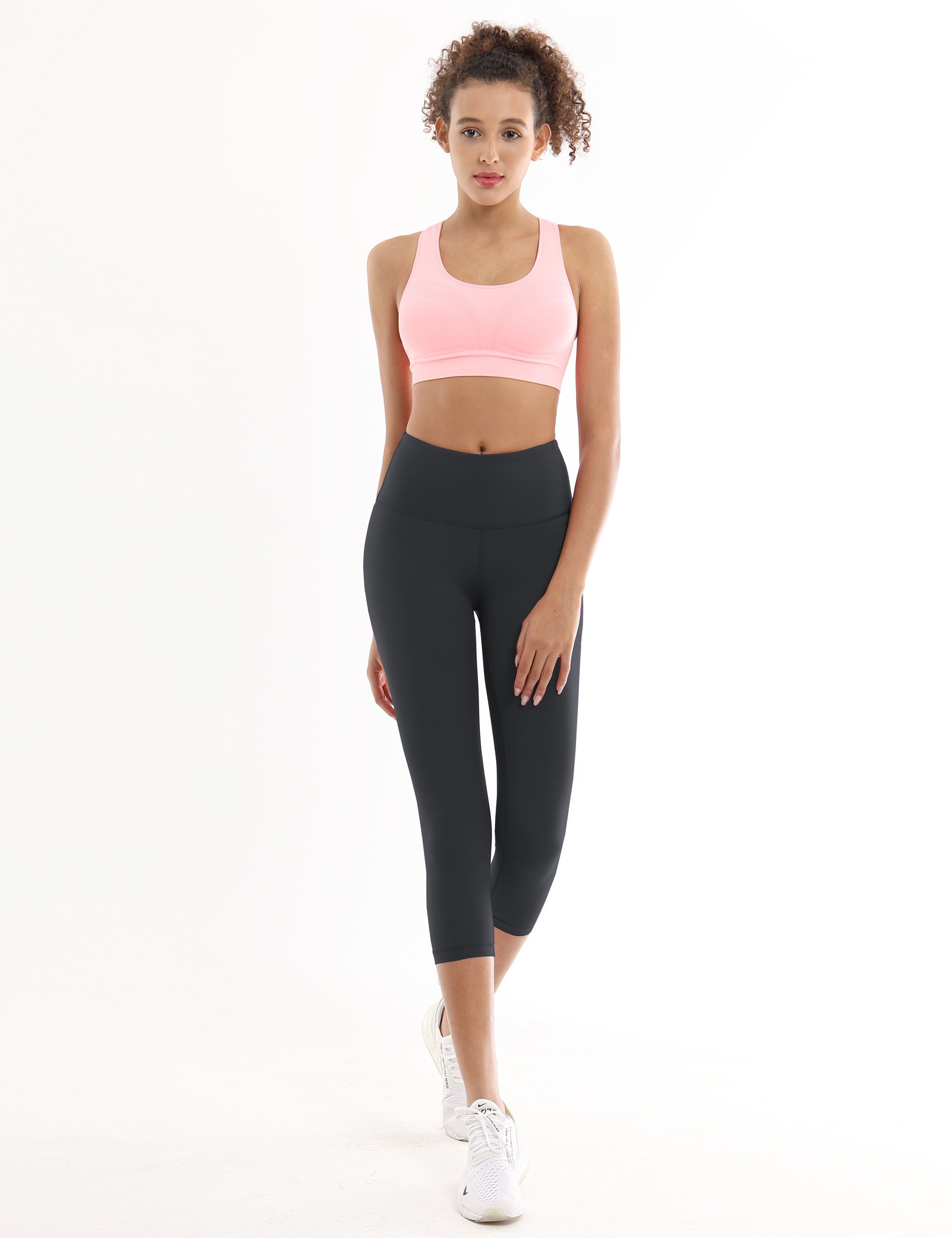 19" High Waist Crop Tight Capris shadowcharcoal_Biking