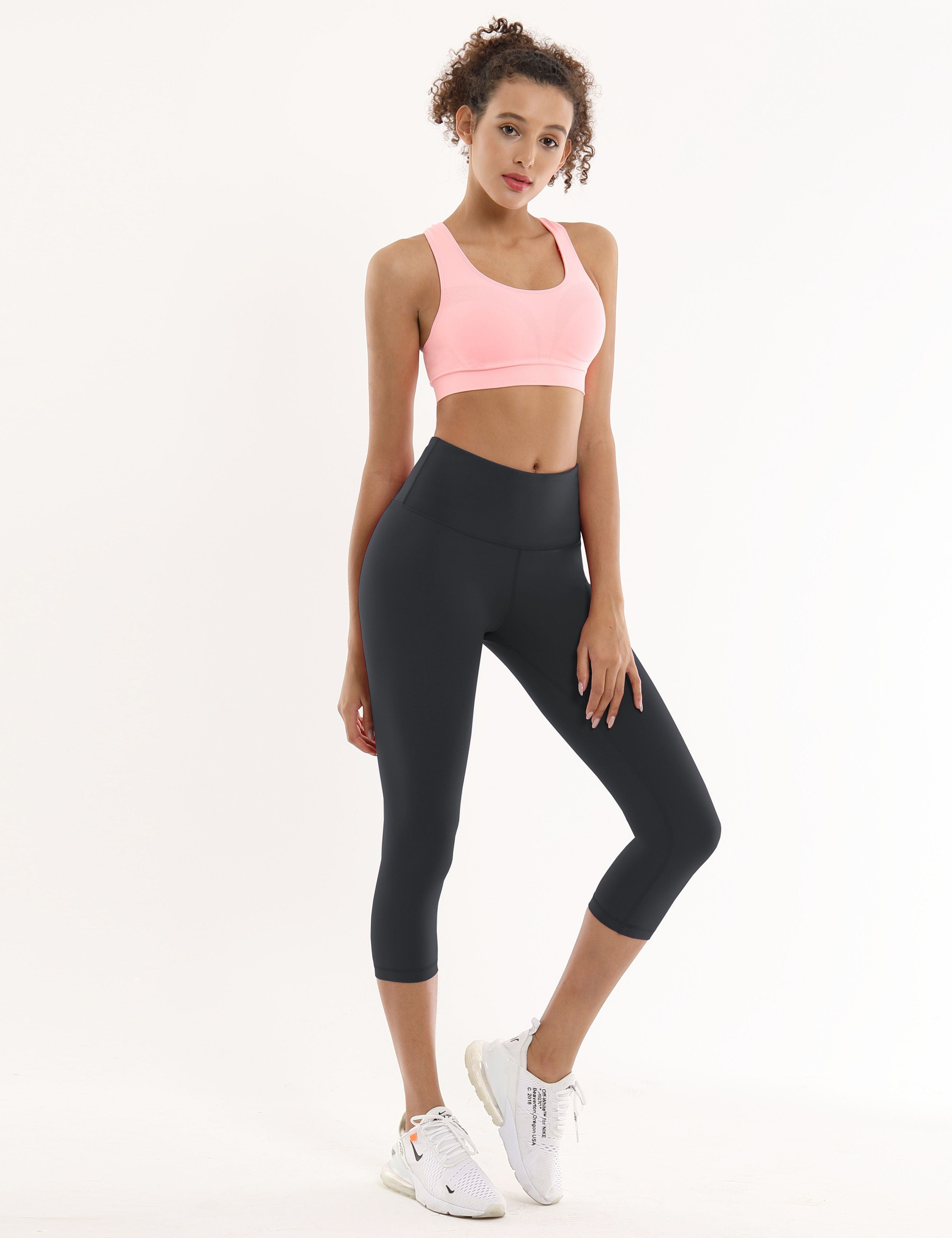 19" High Waist Crop Tight Capris shadowcharcoal_Biking