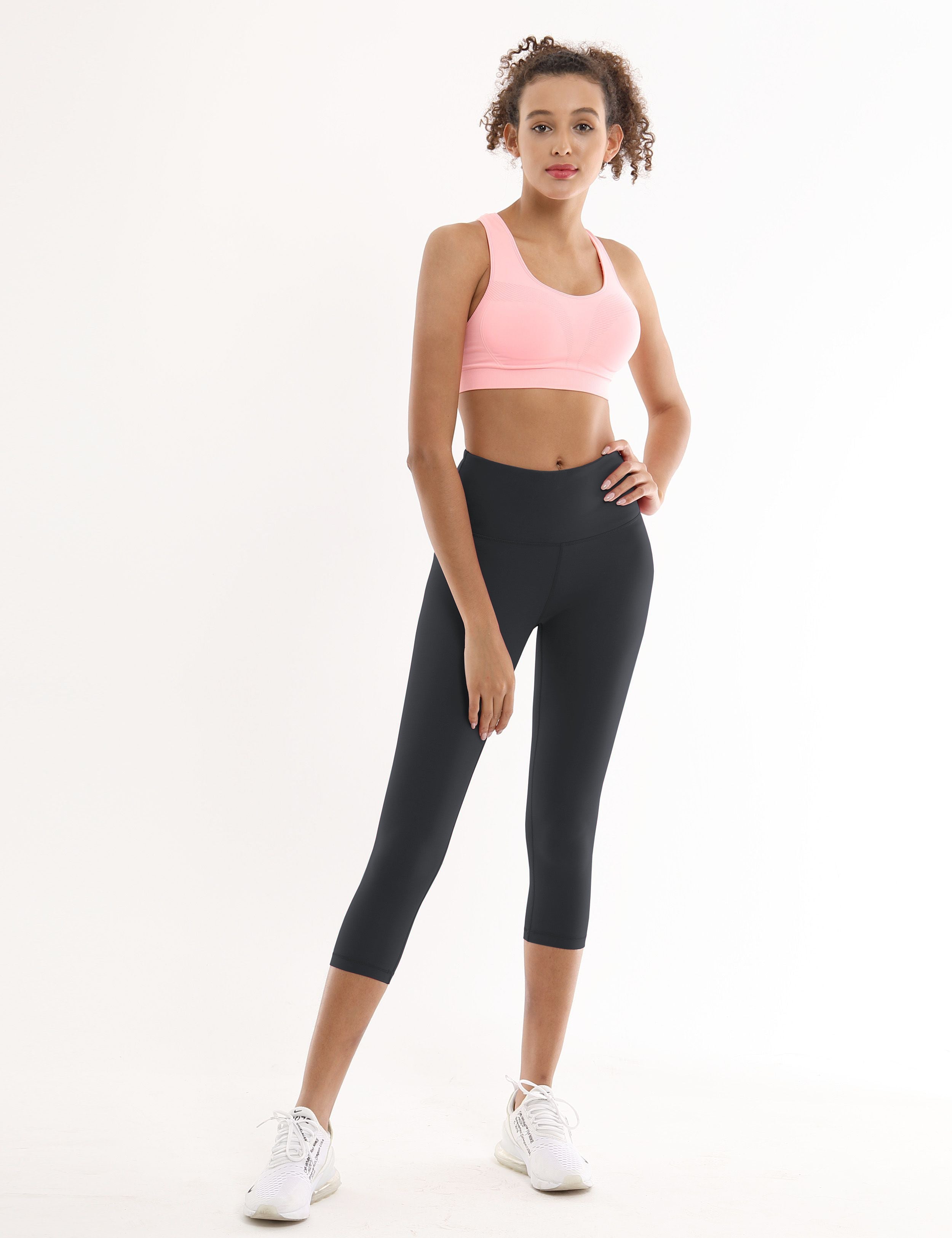 19" High Waist Crop Tight Capris shadowcharcoal_Biking