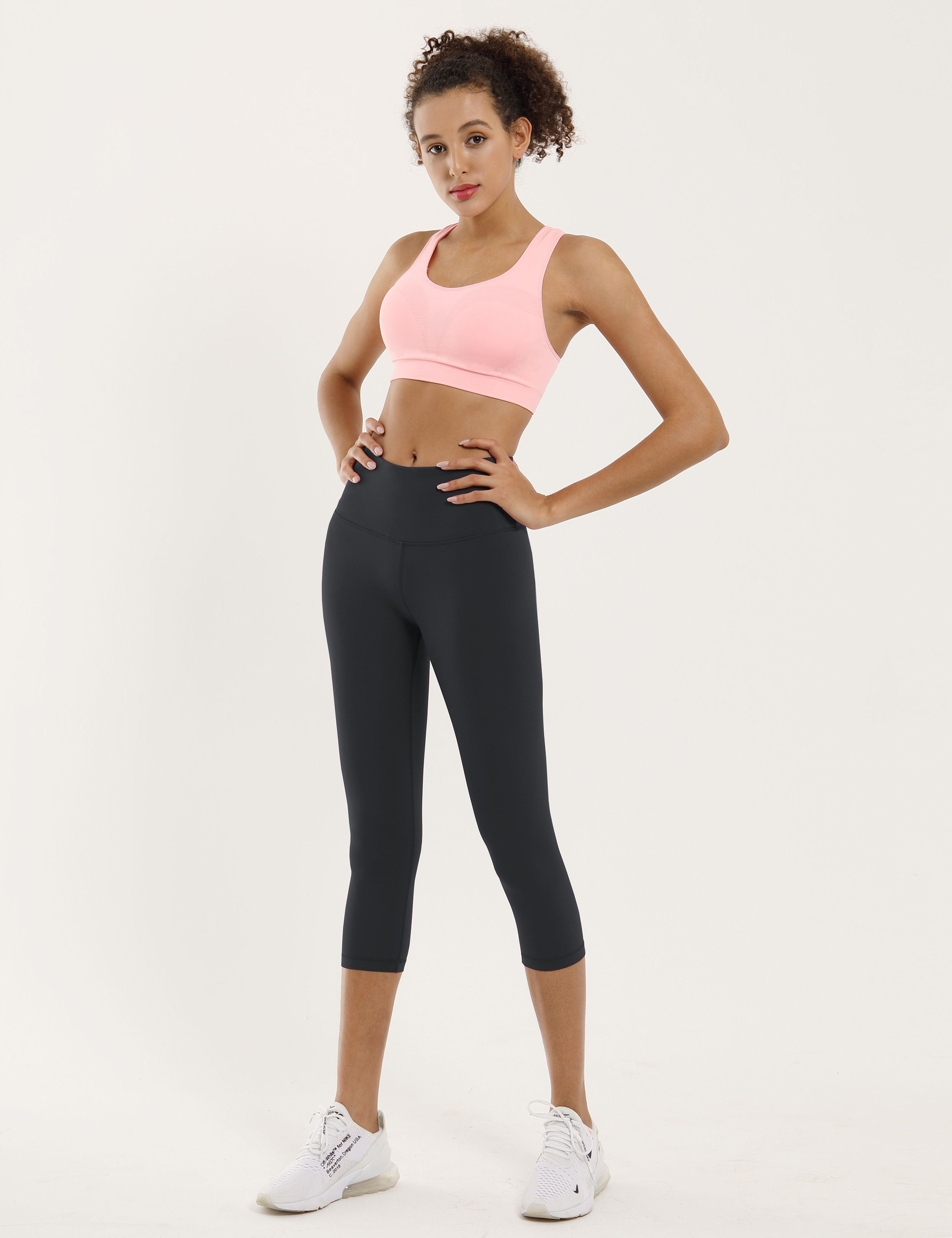 19" High Waist Crop Tight Capris shadowcharcoal_Biking