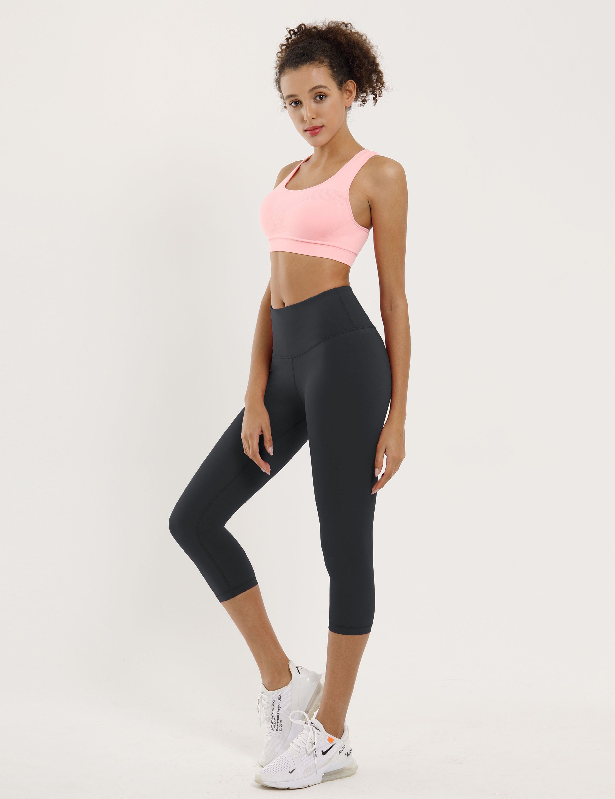 19" High Waist Crop Tight Capris shadowcharcoal_Biking