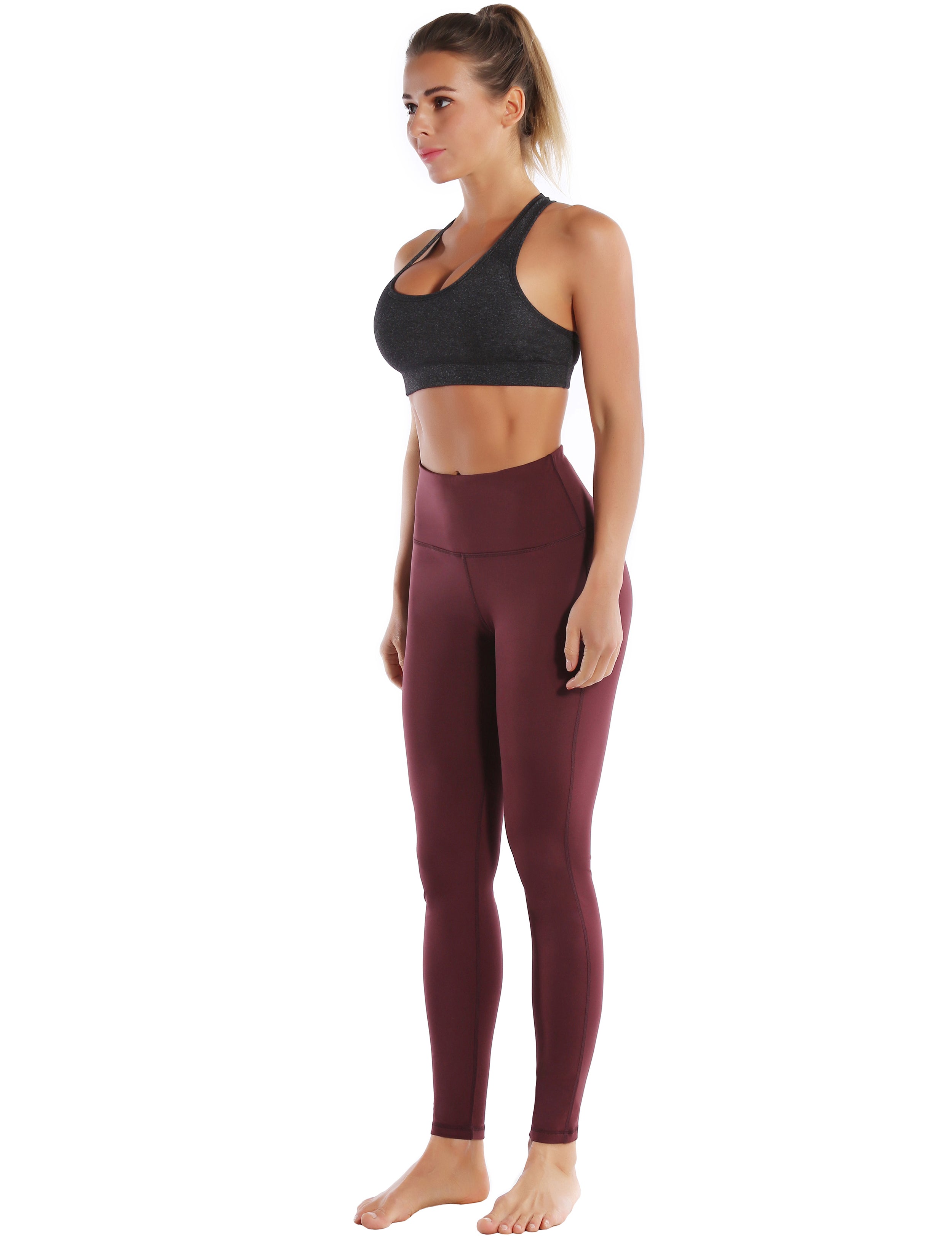 Compression Racerback Sports Bras heathercharcoal ins_Running