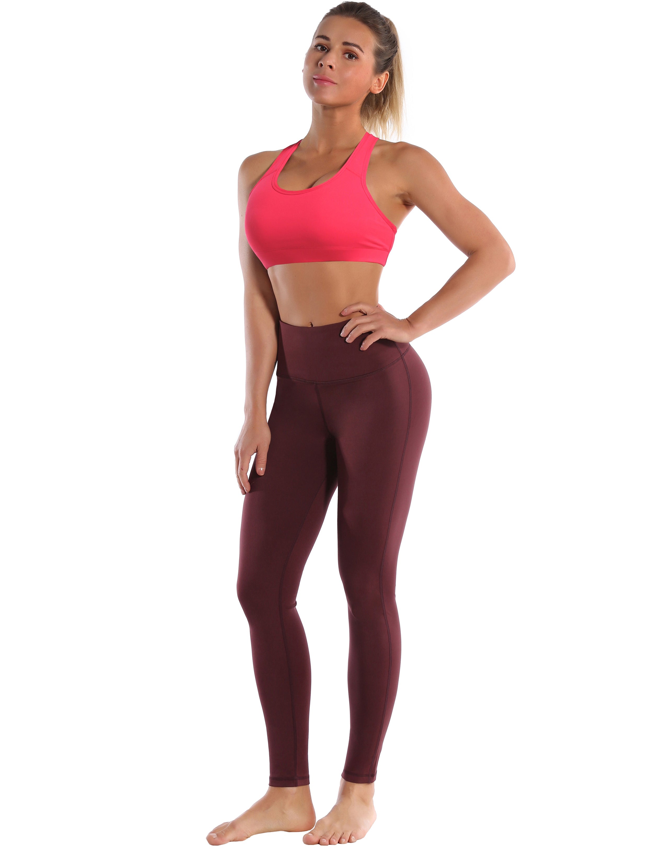 Compression Racerback Sports Bras red_Running
