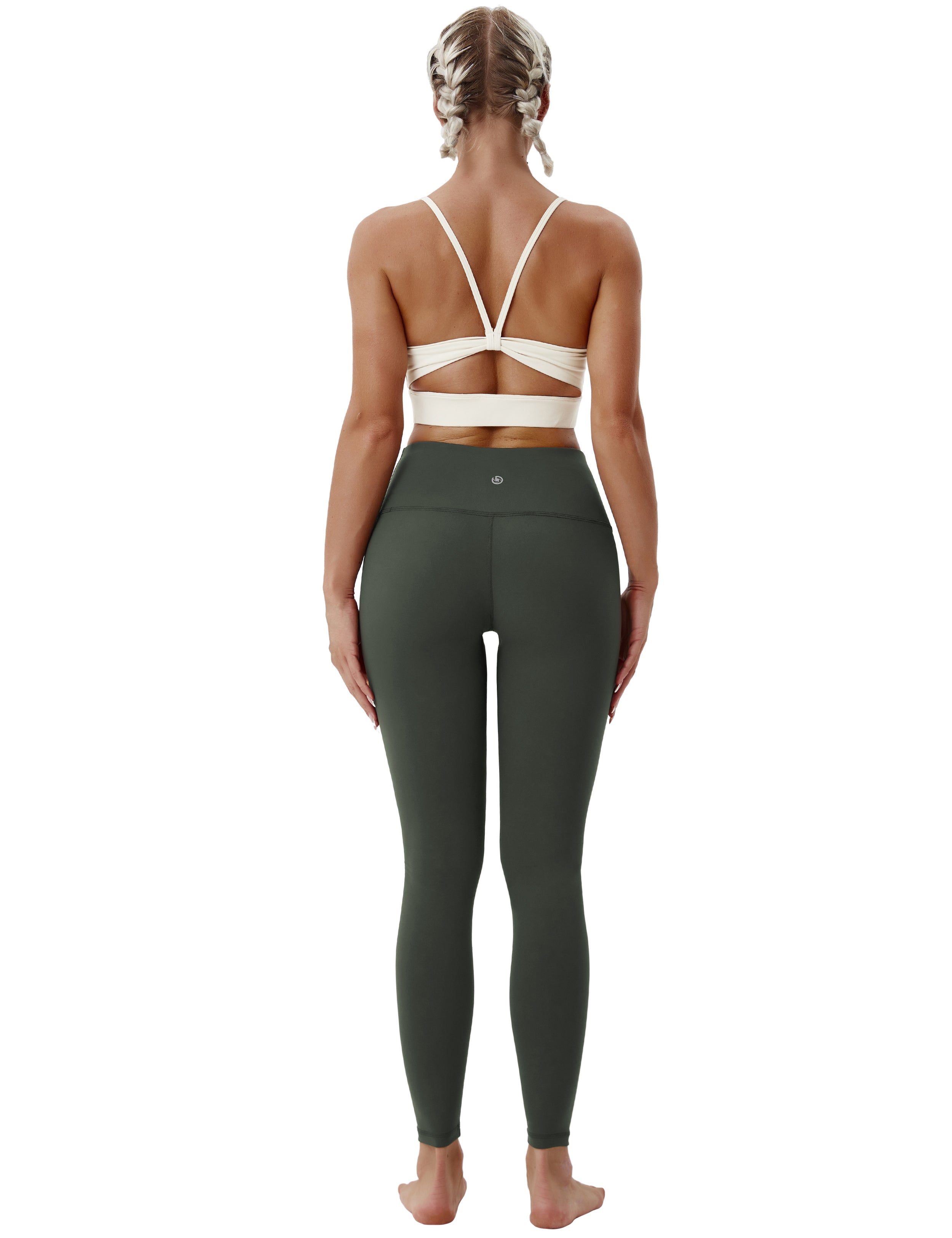 High Waist yogastudio Pants olivegray 75%Nylon/25%Spandex Fabric doesn't attract lint easily 4-way stretch No see-through Moisture-wicking Tummy control Inner pocket Four lengths