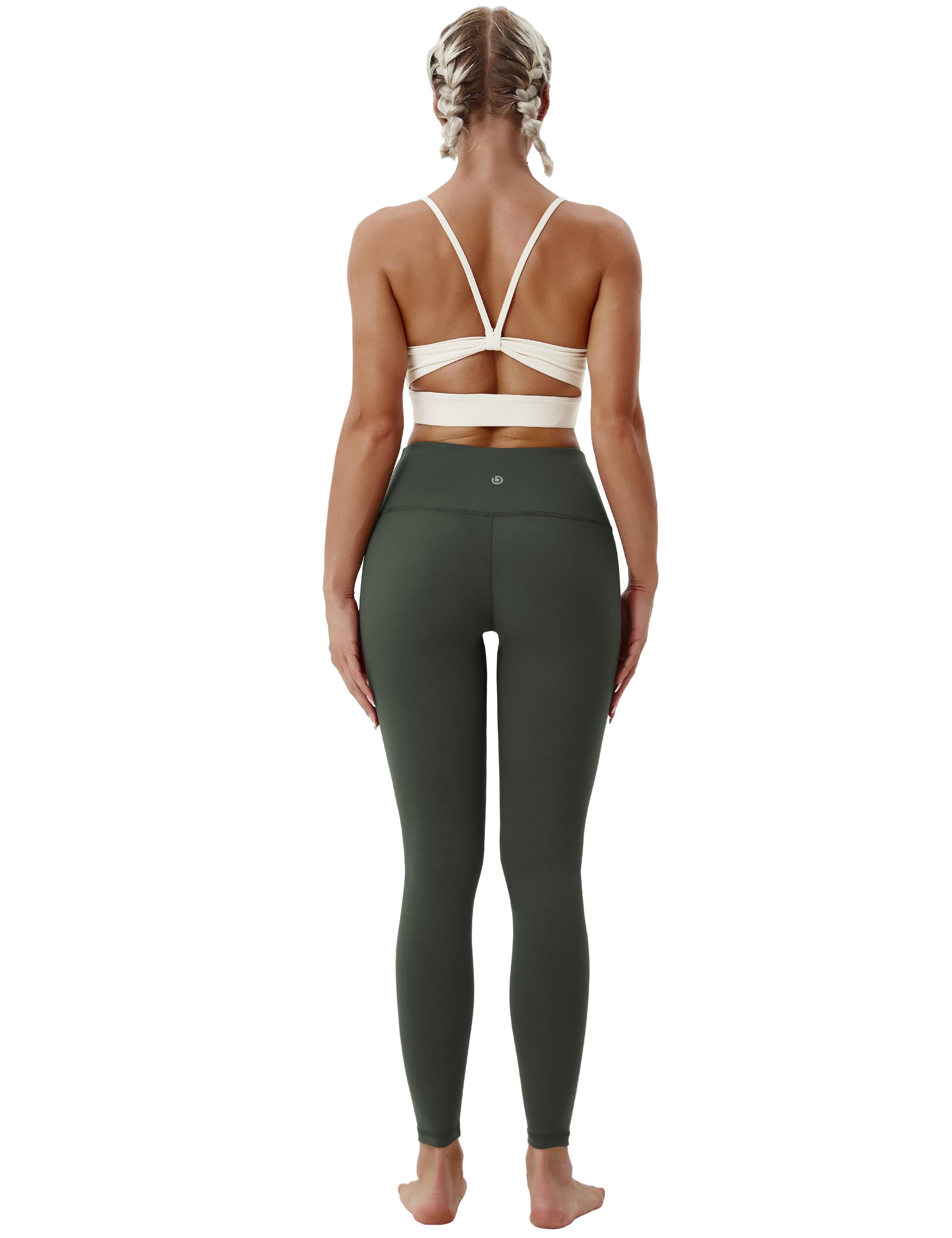High Waist Gym Pants olivegray 75%Nylon/25%Spandex Fabric doesn't attract lint easily 4-way stretch No see-through Moisture-wicking Tummy control Inner pocket Four lengths