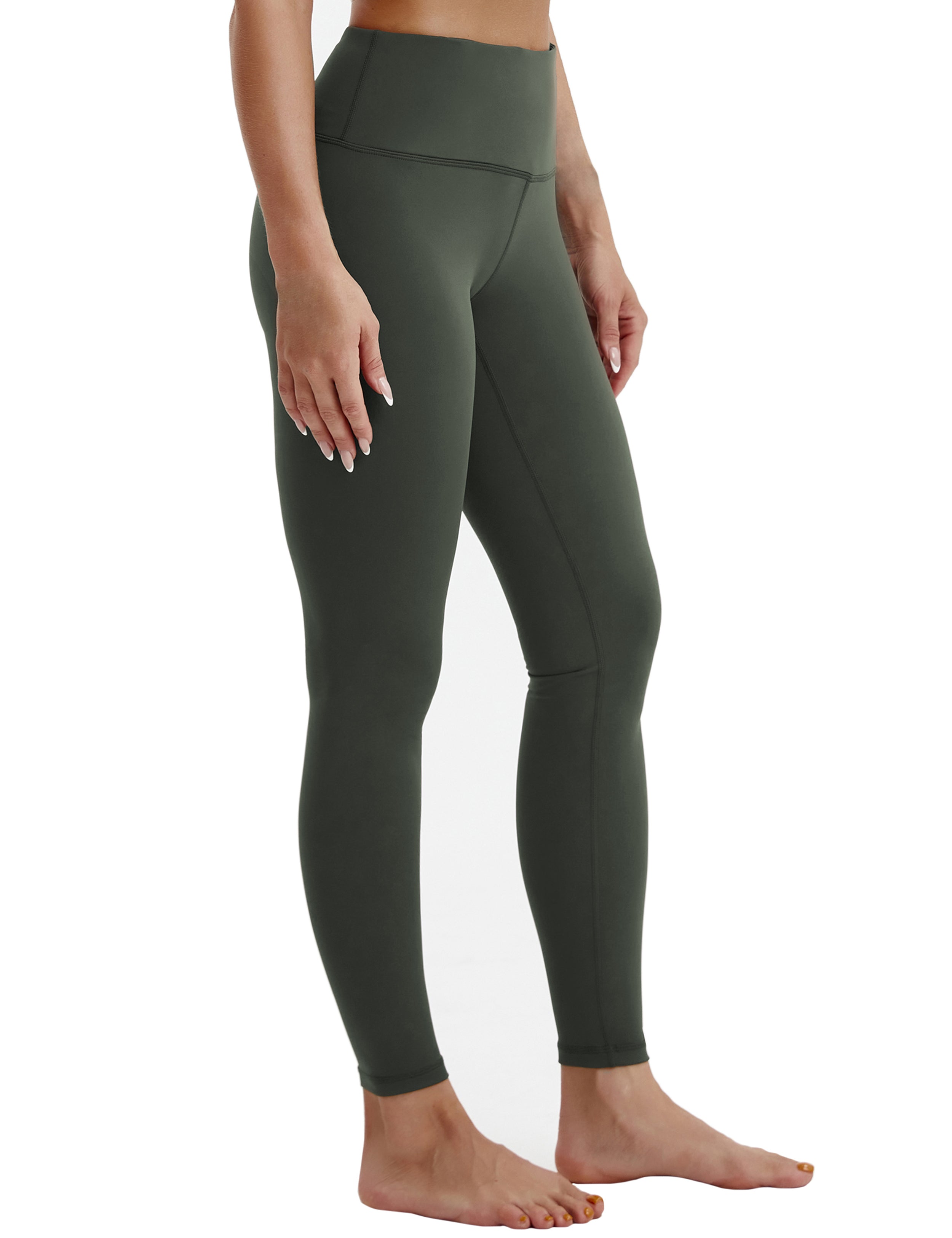 High Waist Gym Pants olivegray 75%Nylon/25%Spandex Fabric doesn't attract lint easily 4-way stretch No see-through Moisture-wicking Tummy control Inner pocket Four lengths