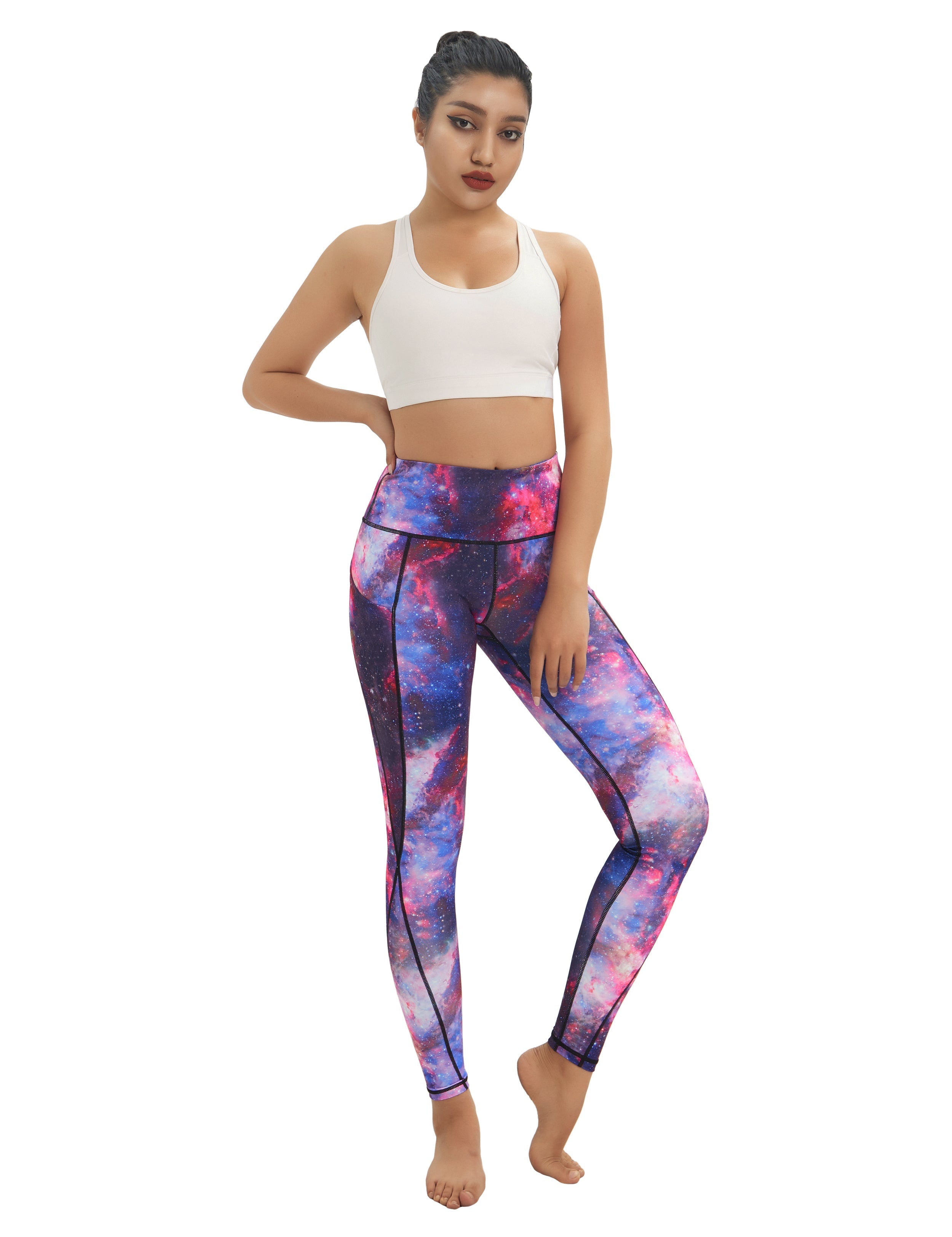 High Waist Side Pockets Gym Pants galaxy_Gym