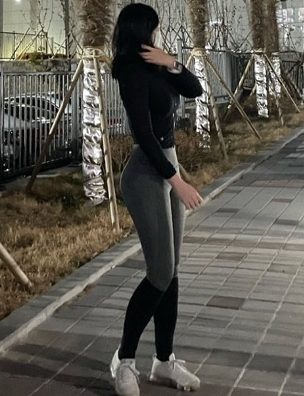 High Waist Side Pockets Gym Pants shadowcharcoal ins_Gym