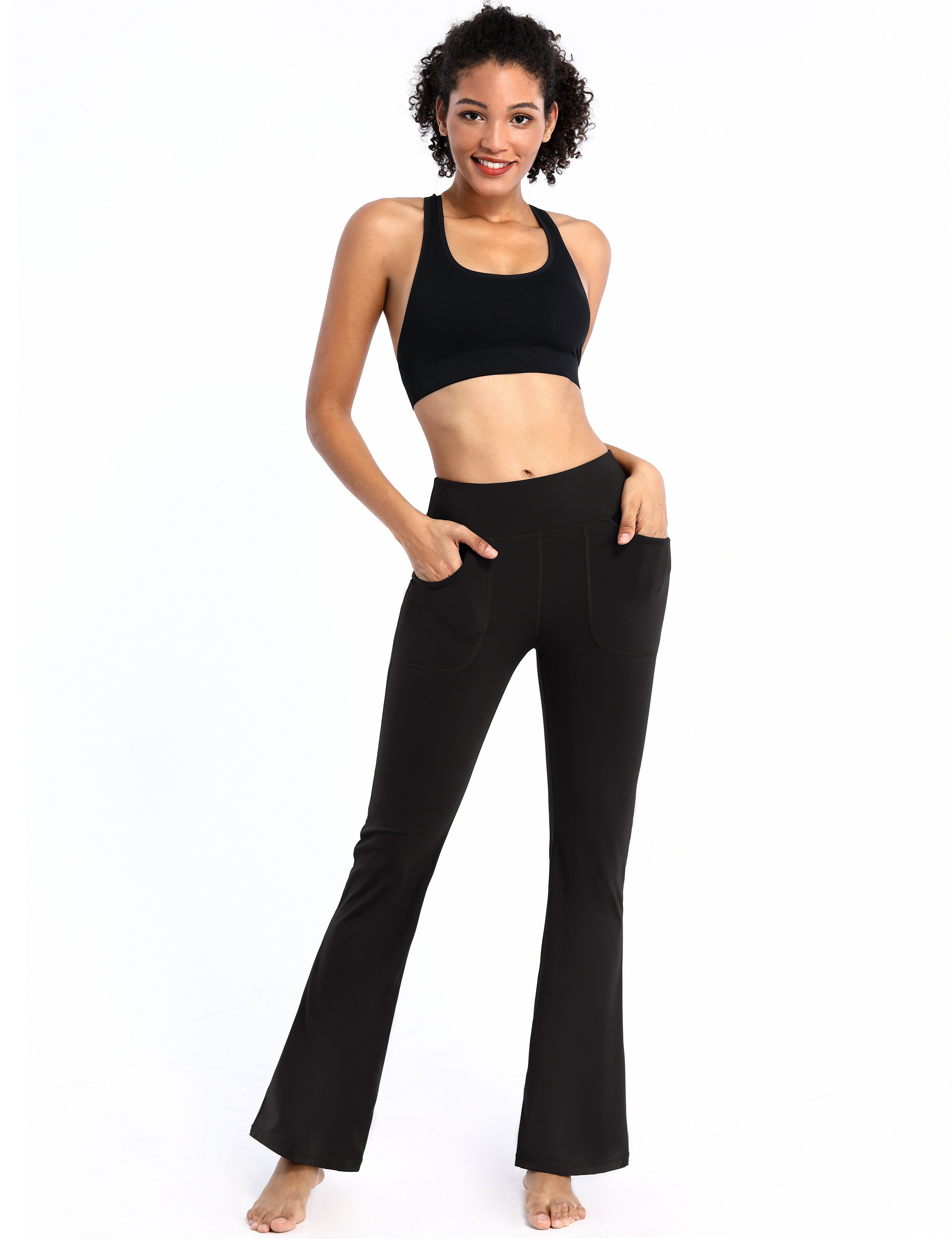 29" 31" 33" 35" Bootcut Leggings with Pockets black ins_Pilates
