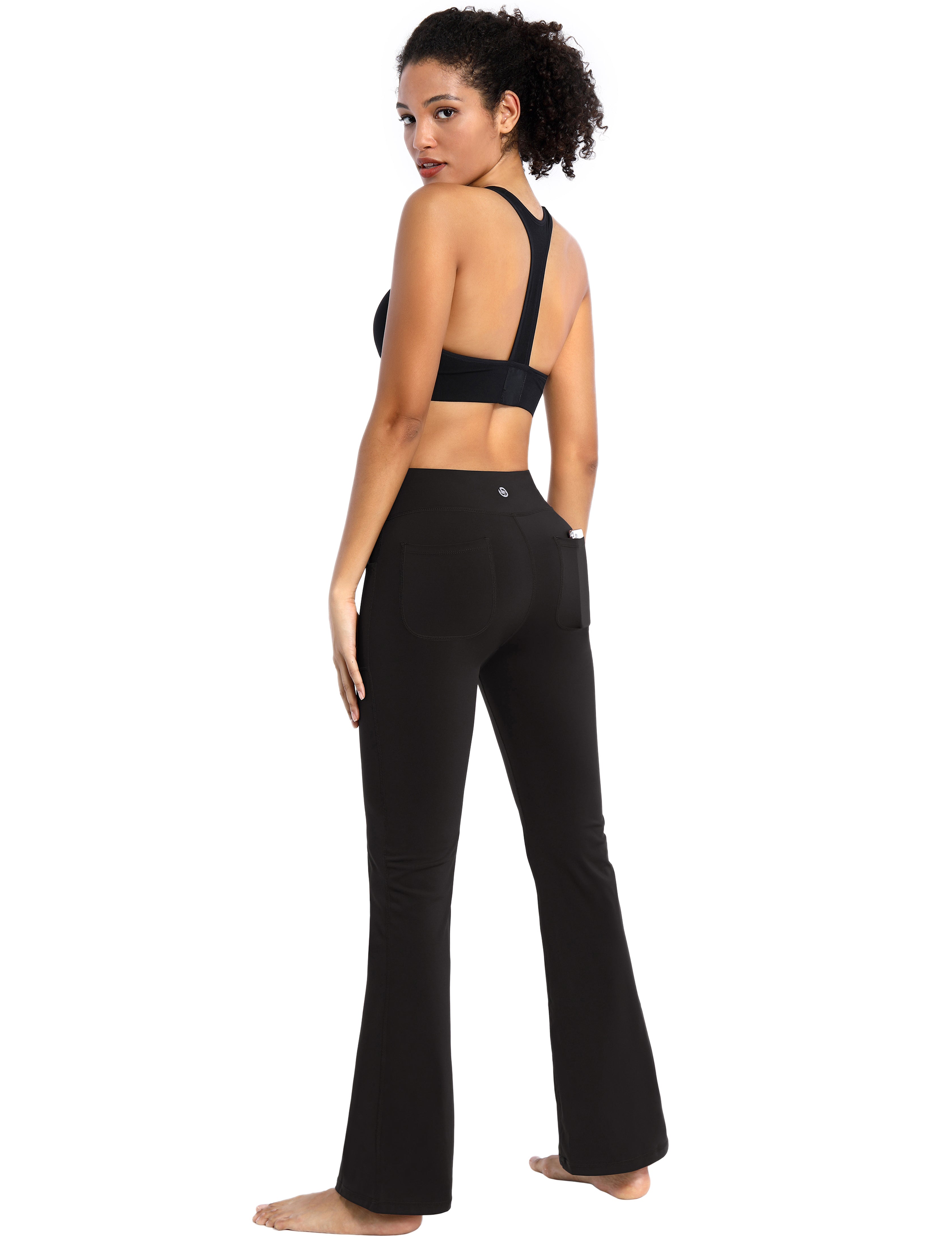 29" 31" 33" 35" Bootcut Leggings with Pockets black_Gym