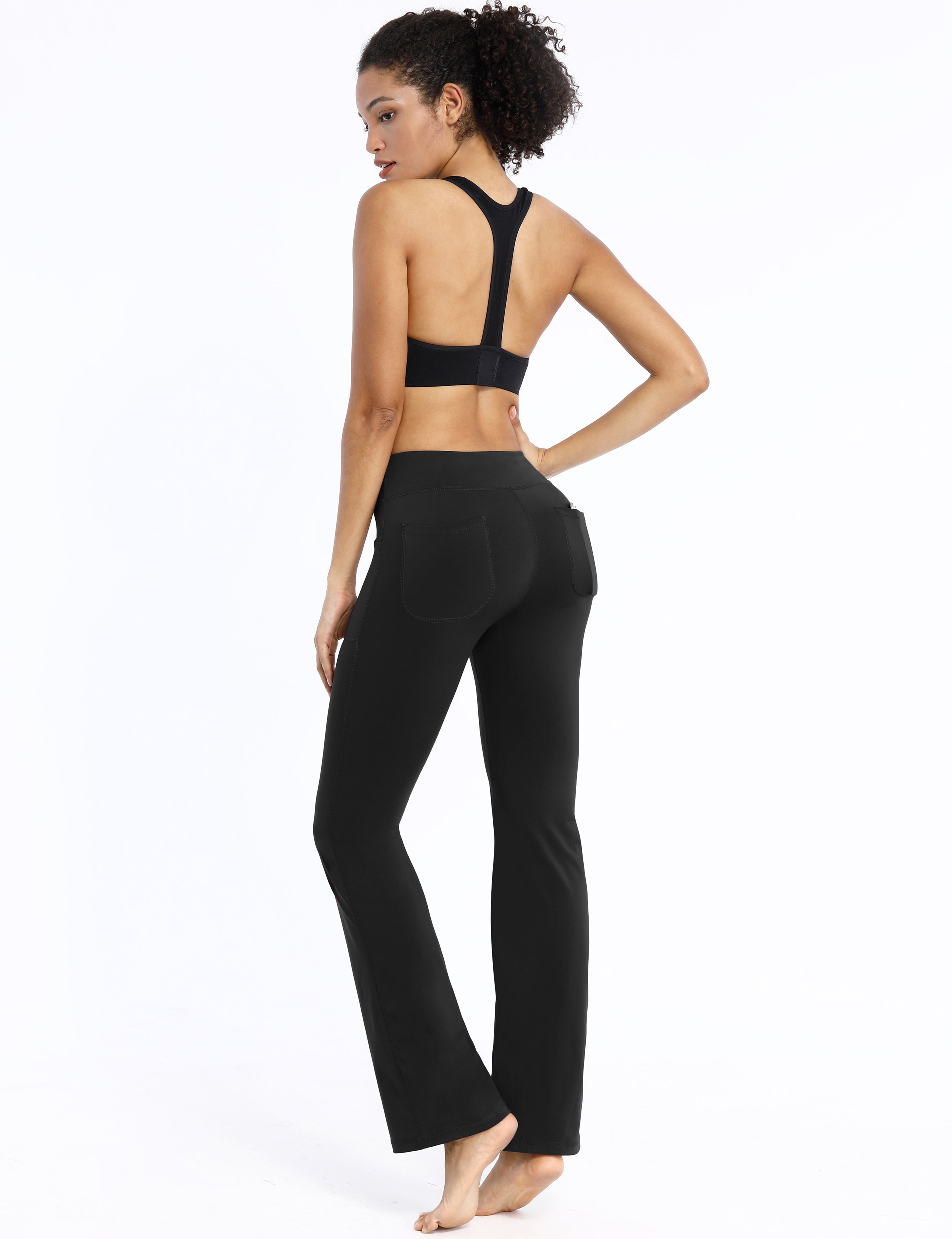 29" 31" 33" 35" Bootcut Leggings with Pockets black_Jogging