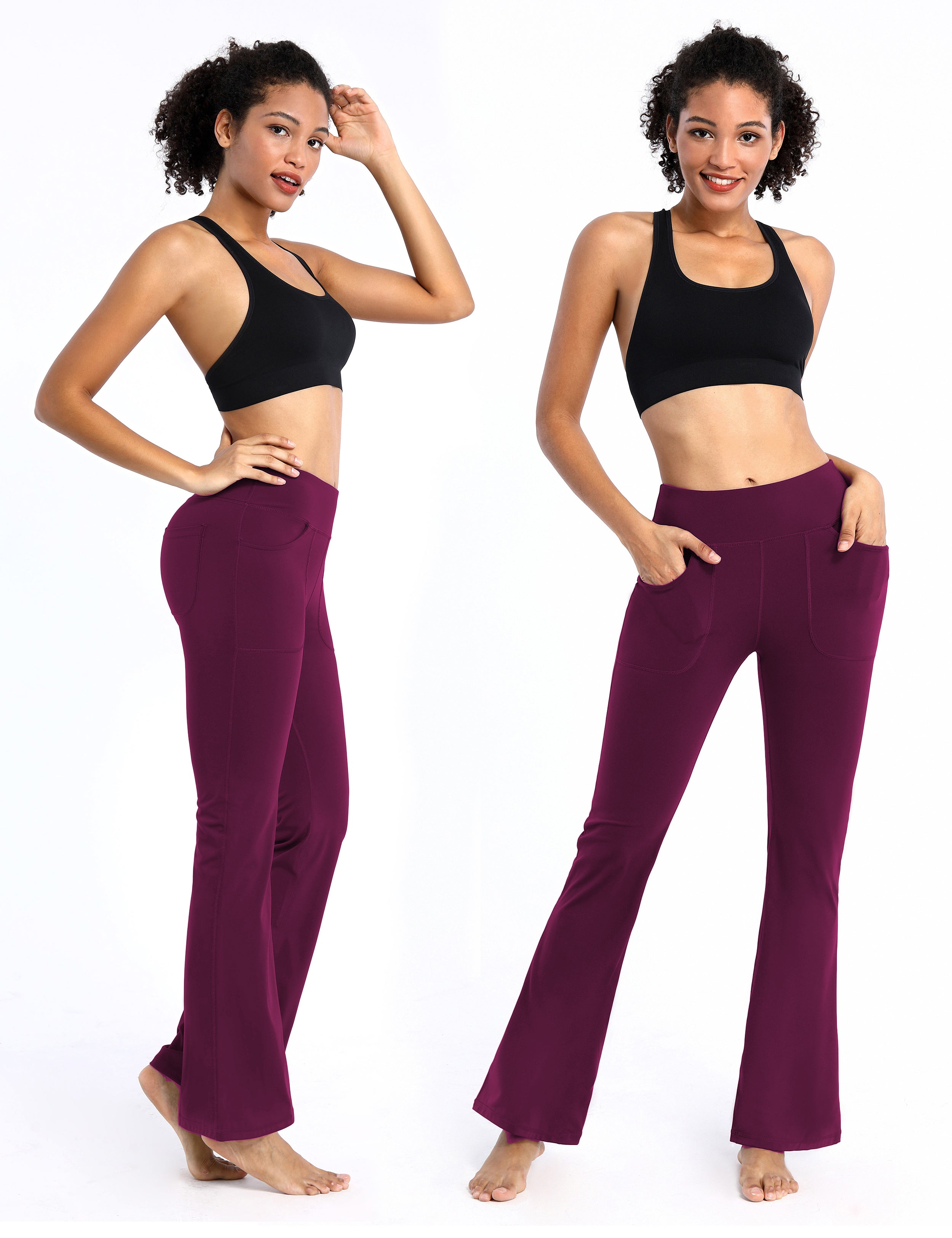 4 Pockets Bootcut Leggings grapevine 75%Nylon/25%Spandex Fabric doesn't attract lint easily 4-way stretch No see-through Moisture-wicking Inner pocket Four lengths