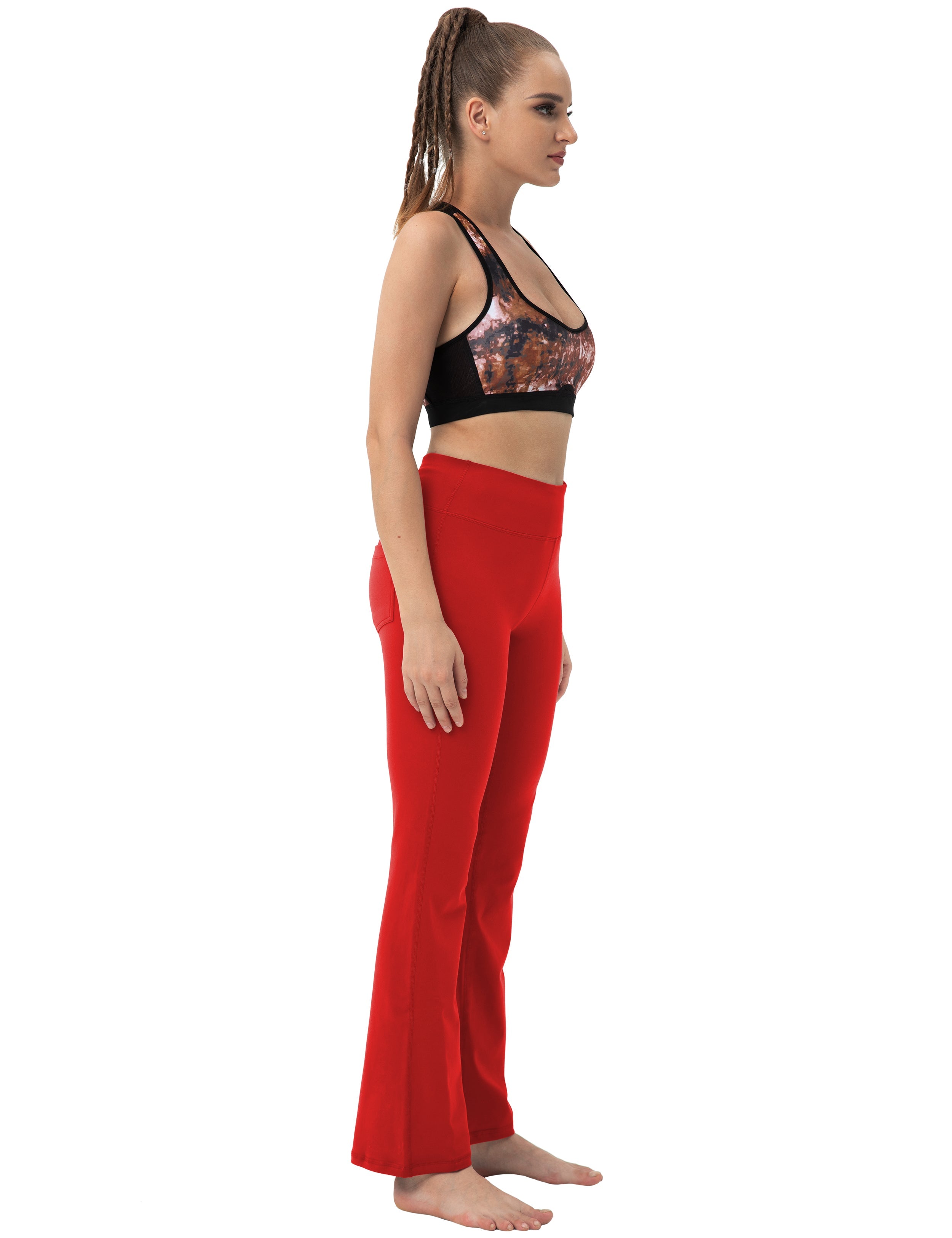 Back Pockets Bootcut Leggings scarlet 87%Nylon/13%Spandex Fabric doesn't attract lint easily 4-way stretch No see-through Moisture-wicking Inner pocket Four lengths