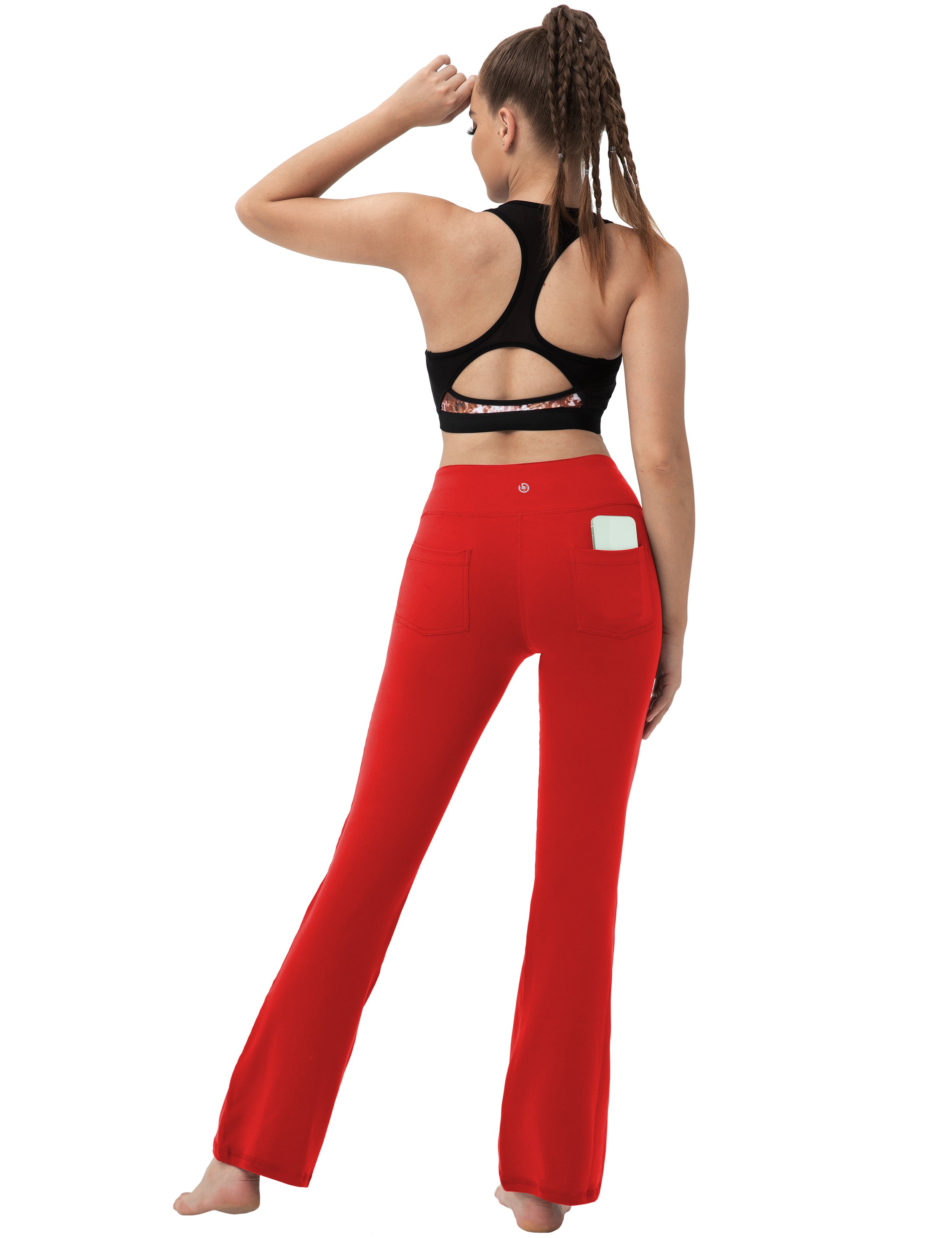 Back Pockets Bootcut Leggings scarlet 87%Nylon/13%Spandex Fabric doesn't attract lint easily 4-way stretch No see-through Moisture-wicking Inner pocket Four lengths