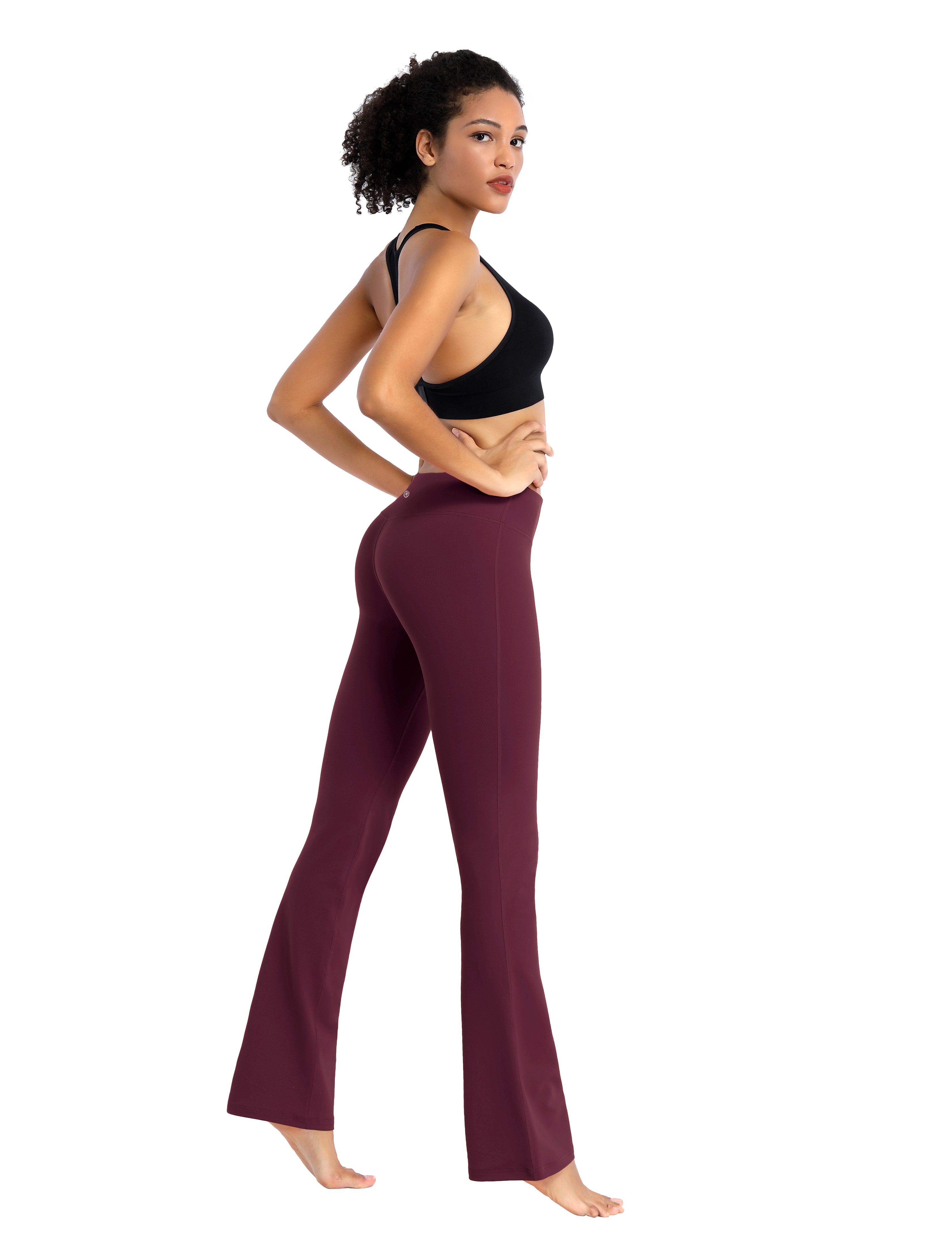 Cotton Nylon Bootcut Leggings grapevine 87%Nylon/13%Spandex (Super soft, cotton feel , 280gsm) Fabric doesn't attract lint easily 4-way stretch No see-through Moisture-wicking Inner pocket Four lengths