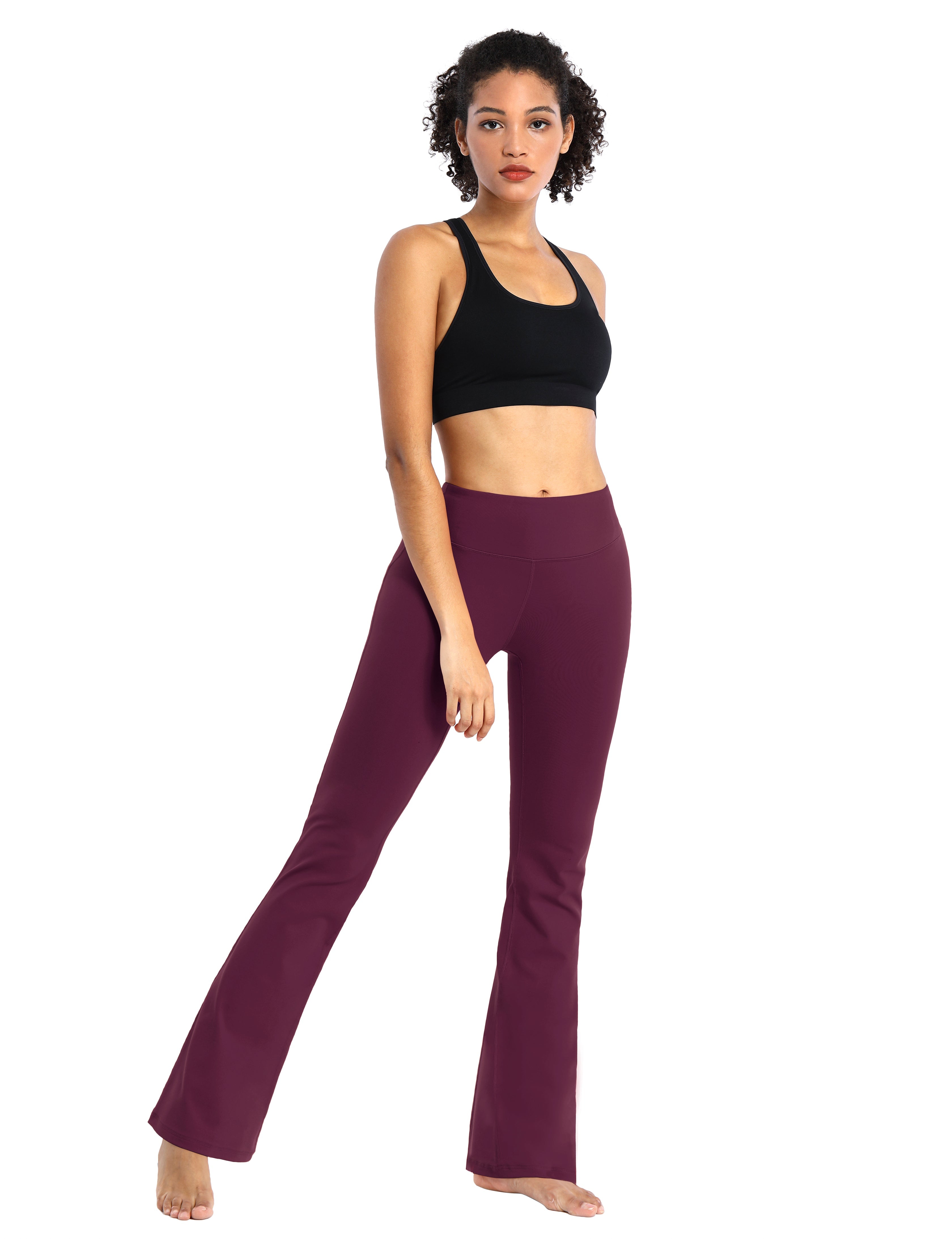 Cotton Nylon Bootcut Leggings grapevine 87%Nylon/13%Spandex (Super soft, cotton feel , 280gsm) Fabric doesn't attract lint easily 4-way stretch No see-through Moisture-wicking Inner pocket Four lengths